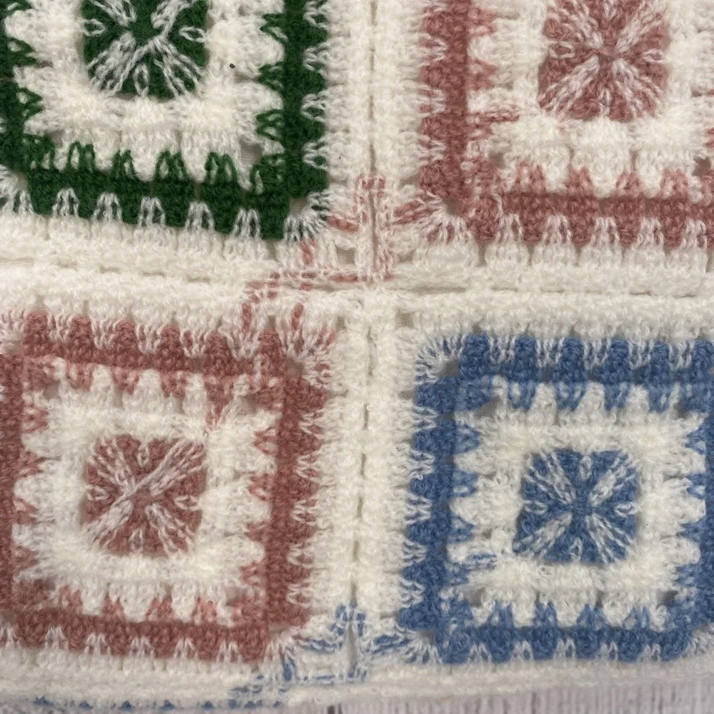 Dreamsetter Shower Curtain White Gauze Crochet Granny Square Quilt Hem Boho